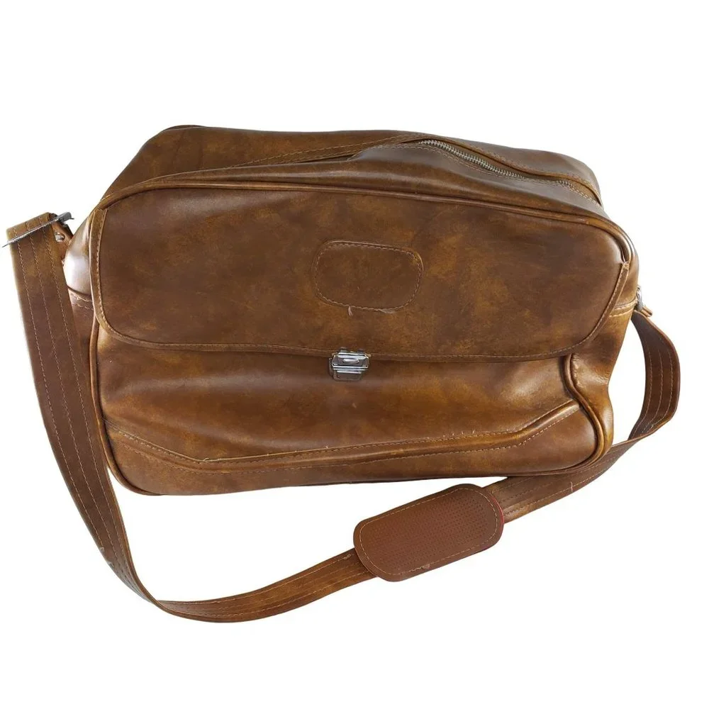 Vintage Peter's Bag Corp Brown Travel Shoulder Bag Carry On AS IS